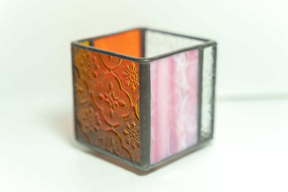 プチステンドグラス　ストロベリーキャンドル ステンドグラス ＊睡蓮のキャンドルホルダー＊ キャンドル